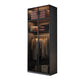 Armoire de porte à charnière de style moderne pour armoire grise de chambre avec des portes en verre