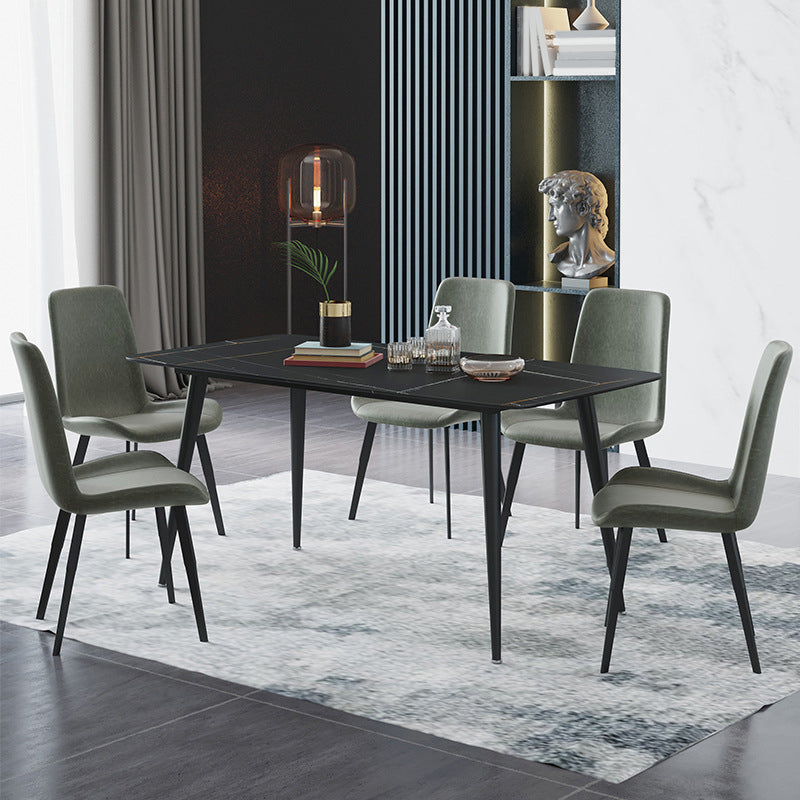 Modern Dining Table with Solid Back Chairs 1/4/6/7 Pieces Dinette Set 6 Pieces: Table, 5 Chairs Clearhalo 'Dining Room Sets' 'Dining Tables & Seating' 'dining_room_set' 'furn' 'furn_dining_room_set' 'Furniture' 'Kitchen & Dining Furniture' 6287810