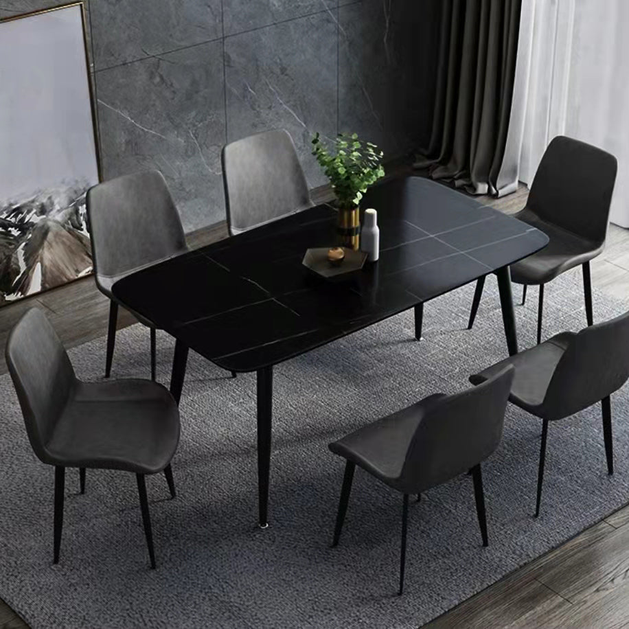 Modern Dining Table with Solid Back Chairs 1/4/6/7 Pieces Dinette Set Clearhalo 'Dining Room Sets' 'Dining Tables & Seating' 'dining_room_set' 'furn' 'furn_dining_room_set' 'Furniture' 'Kitchen & Dining Furniture' 6287811