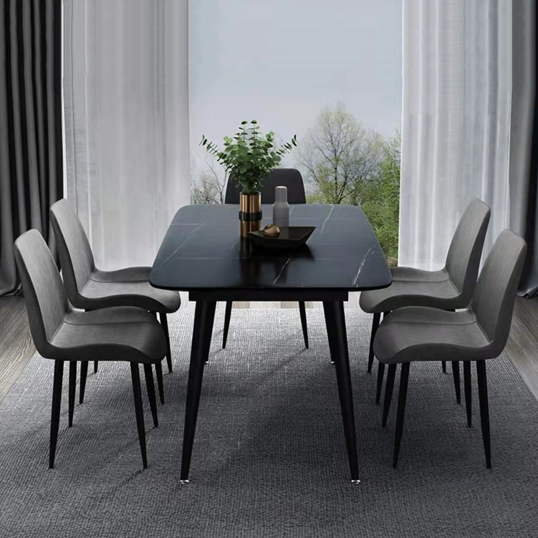 Modern Dining Table with Solid Back Chairs 1/4/6/7 Pieces Dinette Set Clearhalo 'Dining Room Sets' 'Dining Tables & Seating' 'dining_room_set' 'furn' 'furn_dining_room_set' 'Furniture' 'Kitchen & Dining Furniture' 6287812