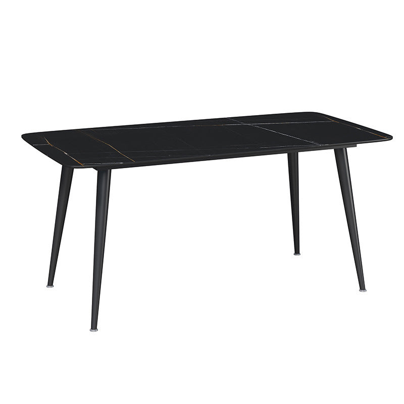 Modern Dining Table with Solid Back Chairs 1/4/6/7 Pieces Dinette Set Black 71"L x 31"W Clearhalo 'Dining Room Sets' 'Dining Tables & Seating' 'dining_room_set' 'furn' 'furn_dining_room_set' 'Furniture' 'Kitchen & Dining Furniture' 6287813