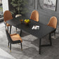 Metal Dinette Set with Faux Leather Chairs 1/2/5/7 Pieces Black Stone Dining Table Set