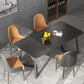 Metal Dinette Set with Faux Leather Chairs 1/2/5/7 Pieces Black Stone Dining Table Set