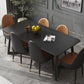 Metal Dinette Set with Faux Leather Chairs 1/2/5/7 Pieces Black Stone Dining Table Set