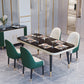 Glossy Black Dining Table Set 1/2/5/7 Pieces Metal Dinette Set with Faux Leather Chairs