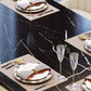Glossy Black Dining Table Set 1/2/5/7 Pieces Metal Dinette Set with Faux Leather Chairs