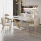 Glam Dinette Set with Faux Leather Chairs 1/2/5/6/7 Pieces Glossy White Dining Table Set