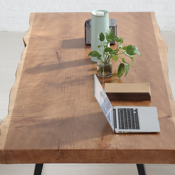 Industrial Brown Wood Dining Table Set 1/2/5/7 Pieces Wooden Dinette Set for Home