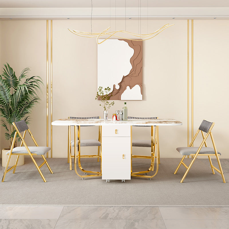 モダンな焼結ストーンダイニングテーブルセット1/3/5/7 PCS折りたたみテーブルと椅子