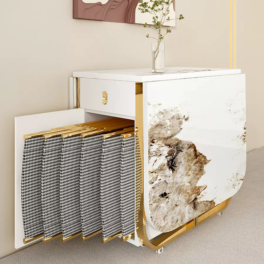 モダンな焼結ストーンダイニングテーブルセット1/3/5/7 PCS折りたたみテーブルと椅子