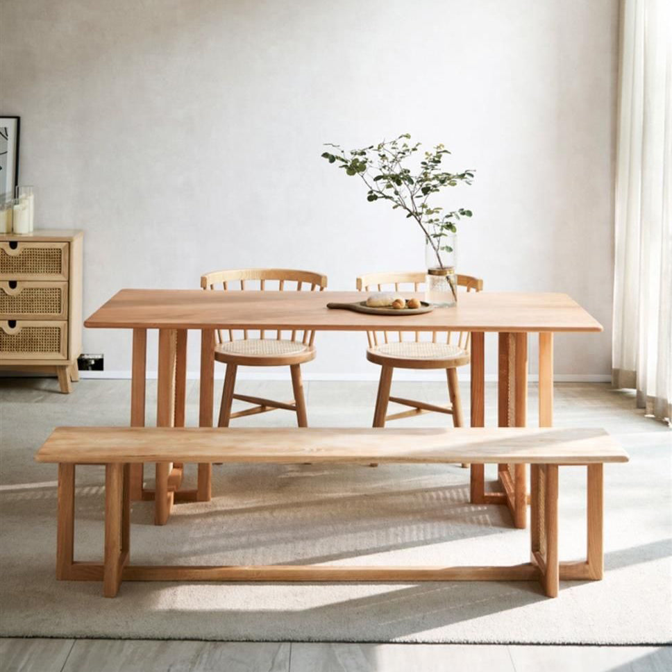 Modern Dining Set 1/2/4 Pcs Natural Solid Wood Dining Table and Chairs Clearhalo 'Dining Room Sets' 'Dining Tables & Seating' 'dining_room_set' 'furn' 'furn_dining_room_set' 'Furniture' 'Kitchen & Dining Furniture' 6288016