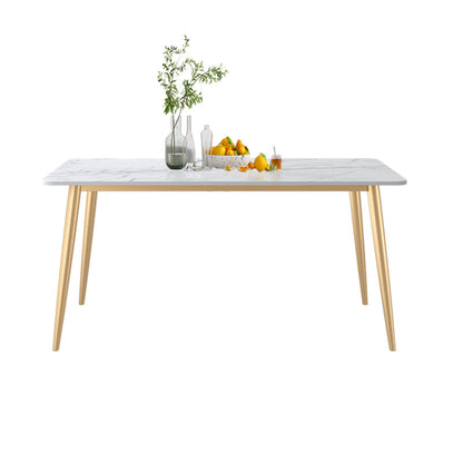 グラムダイニングルームセット1/4/5/7 PCS長方形のダイニングテーブル布張りの椅子付き