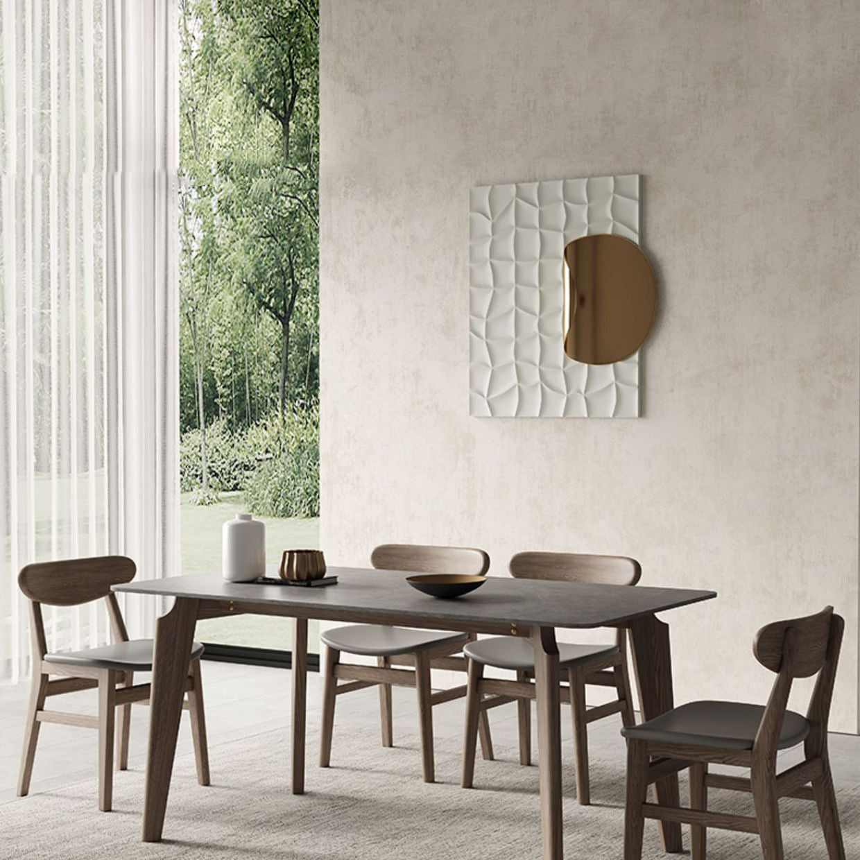 Tavolo da pranzo in pietra grigio moderno con sedie in legno 1/2/4/5/6 pezzi set da pranzo