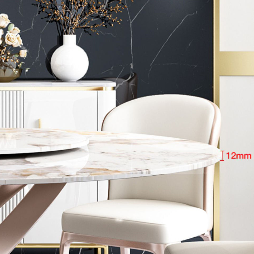 Sintered Stone Dining Table Set 1/4/5/7 Pcs Round Dining Table and Upholstered Chairs Clearhalo 'Dining Room Sets' 'Dining Tables & Seating' 'dining_room_set' 'furn' 'furn_dining_room_set' 'Furniture' 'Kitchen & Dining Furniture' 6288105