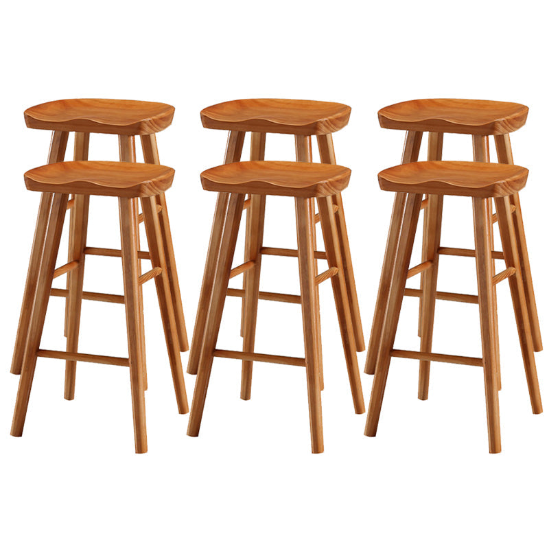 Modern Backless Contoured Seat Solid Wood Bar Stool for Restaurant