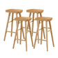 Modern Backless Contoured Seat Solid Wood Bar Stool for Restaurant