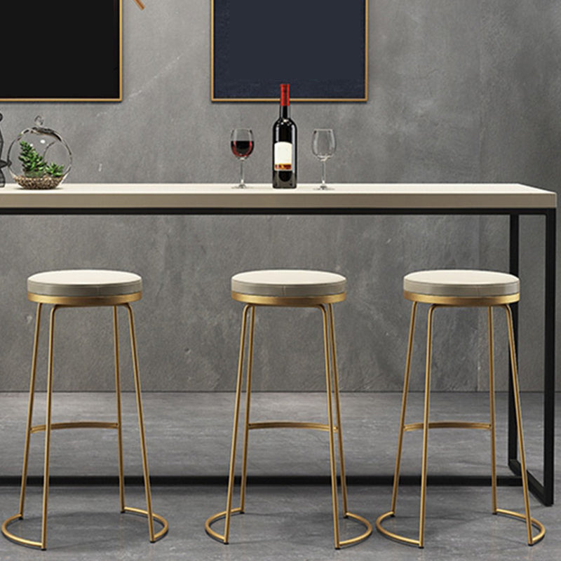 Modern Backless Counter Stool Upholstered Bar Stool with Metal Base Clearhalo 'Bar Furniture' 'Bar Stools' 'bar_stools' 'furn' 'furn_bar_stools' 'Furniture' 'Kitchen & Dining Furniture' 6288440