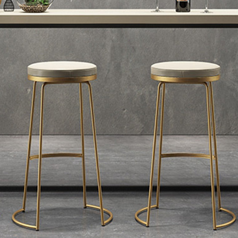 Modern Backless Counter Stool Upholstered Bar Stool with Metal Base Clearhalo 'Bar Furniture' 'Bar Stools' 'bar_stools' 'furn' 'furn_bar_stools' 'Furniture' 'Kitchen & Dining Furniture' 6288445