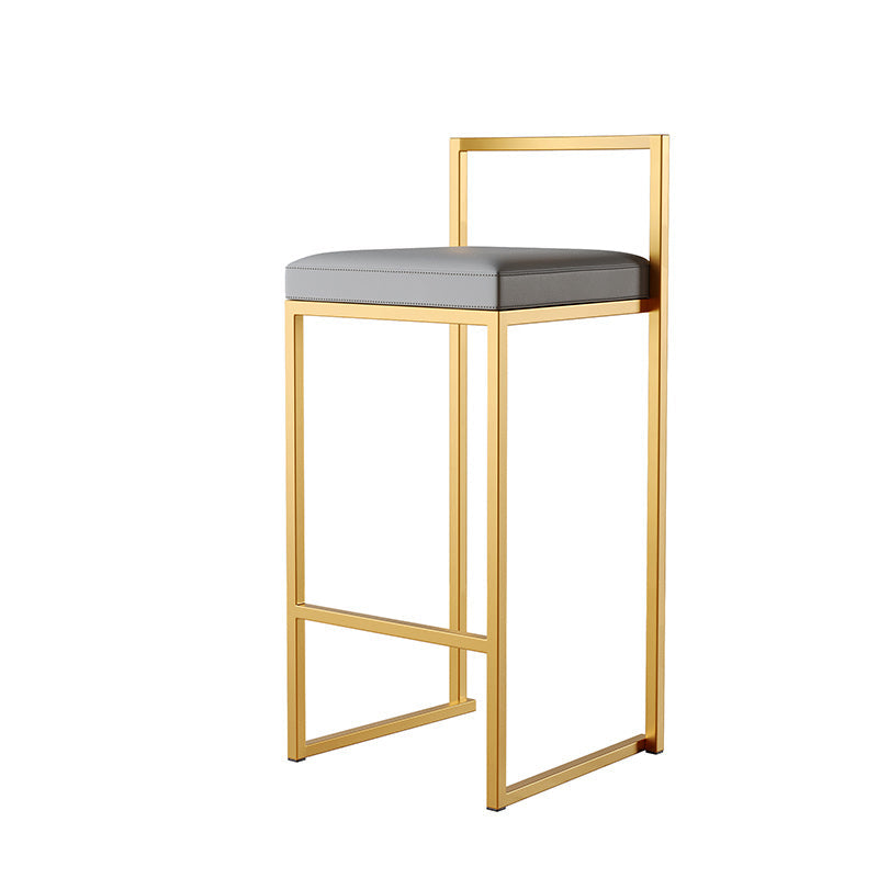 Luxurious Backrest Armless Counter Stool Upholstered Bar Stool with Metal Base Grey 1 Piece Clearhalo 'Bar Furniture' 'Bar Stools' 'bar_stools' 'furn' 'furn_bar_stools' 'Furniture' 'Kitchen & Dining Furniture' 6288461
