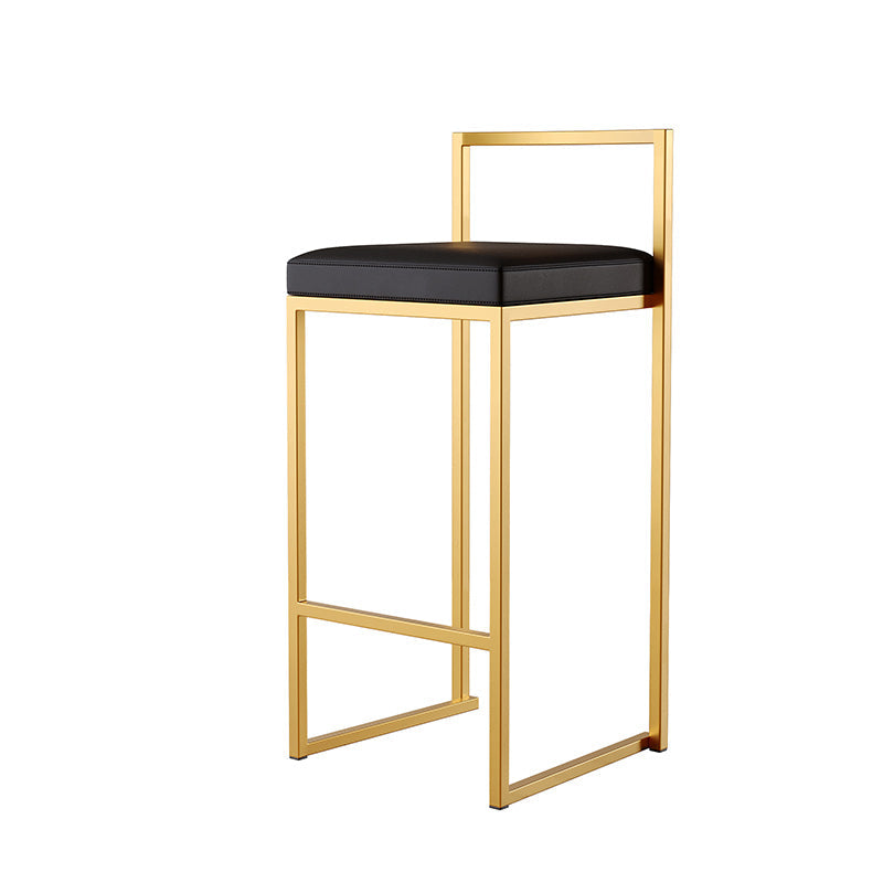 Luxurious Backrest Armless Counter Stool Upholstered Bar Stool with Metal Base Black 1 Piece Clearhalo 'Bar Furniture' 'Bar Stools' 'bar_stools' 'furn' 'furn_bar_stools' 'Furniture' 'Kitchen & Dining Furniture' 6288462