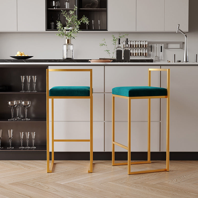 Luxurious Backrest Armless Counter Stool Upholstered Bar Stool with Metal Base Clearhalo 'Bar Furniture' 'Bar Stools' 'bar_stools' 'furn' 'furn_bar_stools' 'Furniture' 'Kitchen & Dining Furniture' 6288463