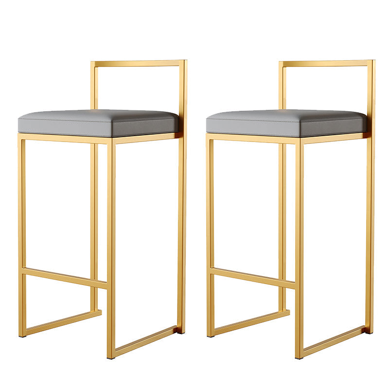 Luxurious Backrest Armless Counter Stool Upholstered Bar Stool with Metal Base Grey 2 Piece Set Clearhalo 'Bar Furniture' 'Bar Stools' 'bar_stools' 'furn' 'furn_bar_stools' 'Furniture' 'Kitchen & Dining Furniture' 6288467
