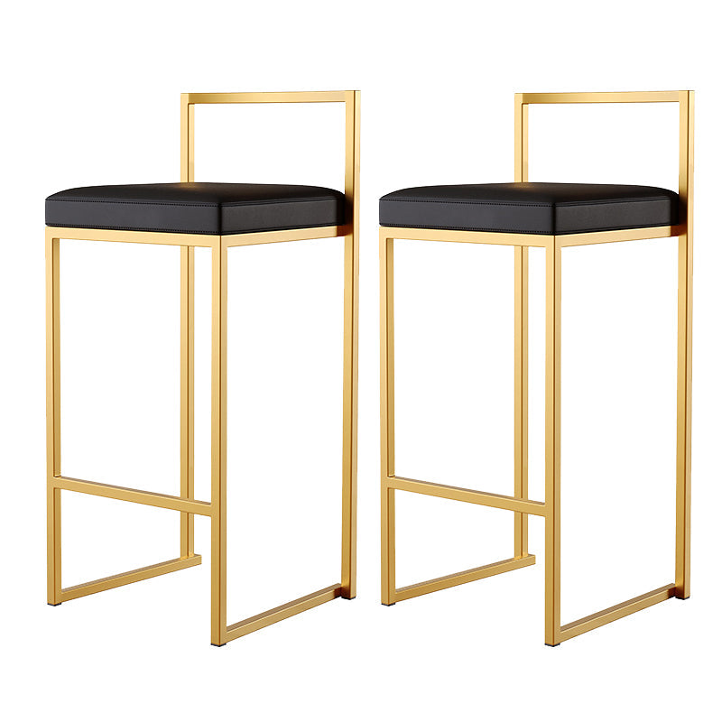 Luxurious Backrest Armless Counter Stool Upholstered Bar Stool with Metal Base Black 2 Piece Set Clearhalo 'Bar Furniture' 'Bar Stools' 'bar_stools' 'furn' 'furn_bar_stools' 'Furniture' 'Kitchen & Dining Furniture' 6288468