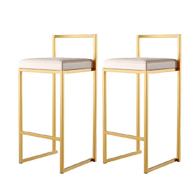 Luxurious Backrest Armless Counter Stool Upholstered Bar Stool with Metal Base White 2 Piece Set Clearhalo 'Bar Furniture' 'Bar Stools' 'bar_stools' 'furn' 'furn_bar_stools' 'Furniture' 'Kitchen & Dining Furniture' 6288470