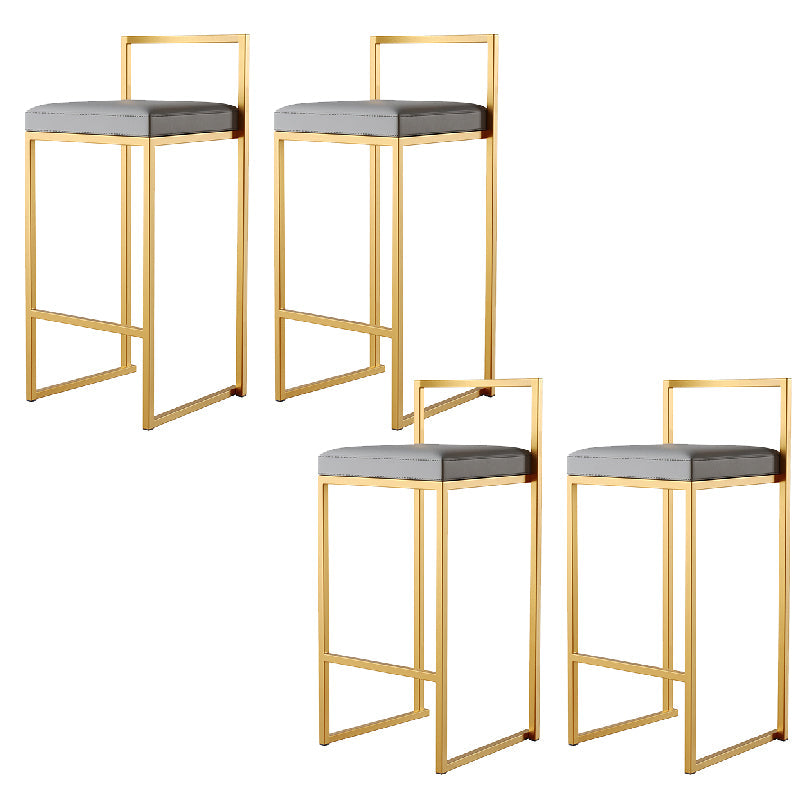 Luxurious Backrest Armless Counter Stool Upholstered Bar Stool with Metal Base Grey 4 Piece Set Clearhalo 'Bar Furniture' 'Bar Stools' 'bar_stools' 'furn' 'furn_bar_stools' 'Furniture' 'Kitchen & Dining Furniture' 6288472