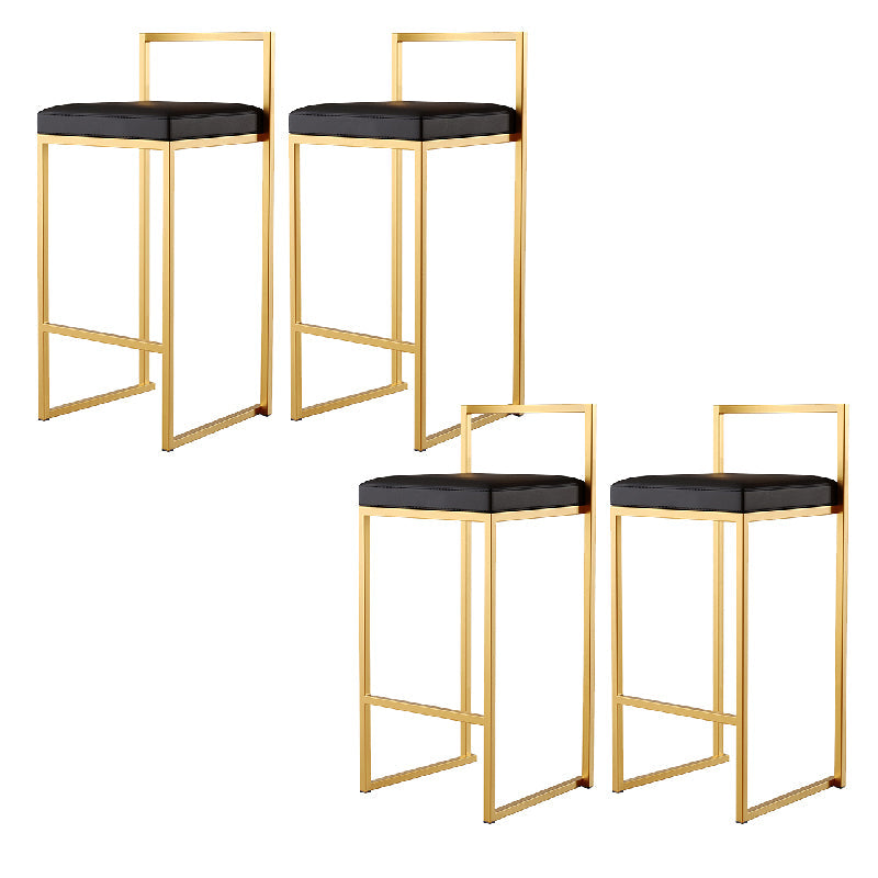 Luxurious Backrest Armless Counter Stool Upholstered Bar Stool with Metal Base Black 4 Piece Set Clearhalo 'Bar Furniture' 'Bar Stools' 'bar_stools' 'furn' 'furn_bar_stools' 'Furniture' 'Kitchen & Dining Furniture' 6288474