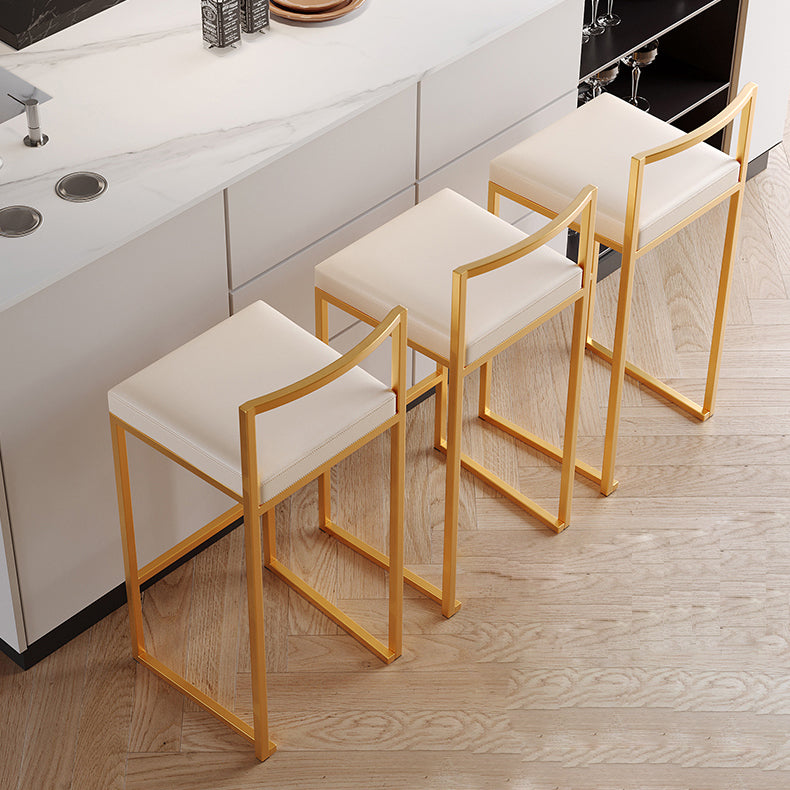 Luxurious Backrest Armless Counter Stool Upholstered Bar Stool with Metal Base Clearhalo 'Bar Furniture' 'Bar Stools' 'bar_stools' 'furn' 'furn_bar_stools' 'Furniture' 'Kitchen & Dining Furniture' 6288475