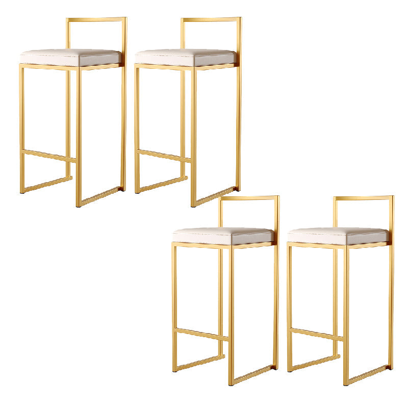 Luxurious Backrest Armless Counter Stool Upholstered Bar Stool with Metal Base White 4 Piece Set Clearhalo 'Bar Furniture' 'Bar Stools' 'bar_stools' 'furn' 'furn_bar_stools' 'Furniture' 'Kitchen & Dining Furniture' 6288477