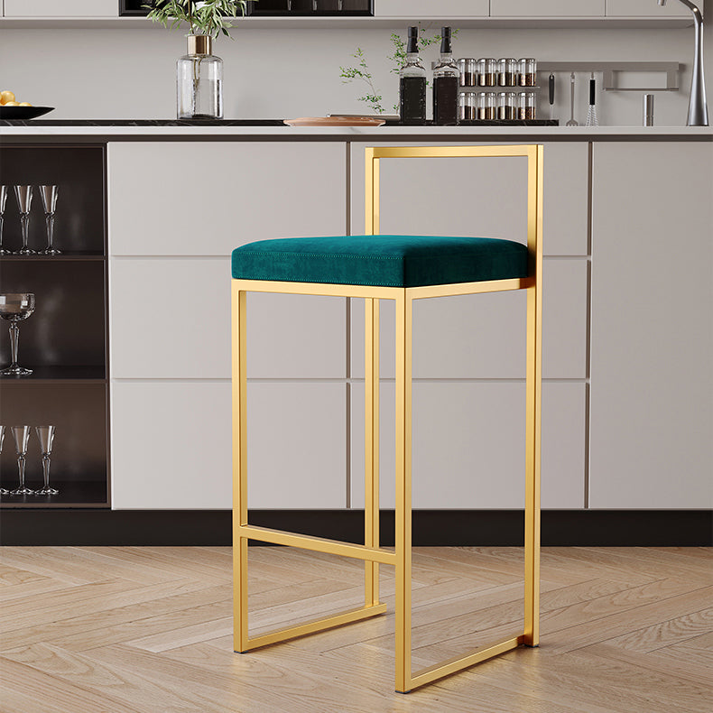 Luxurious Backrest Armless Counter Stool Upholstered Bar Stool with Metal Base Clearhalo 'Bar Furniture' 'Bar Stools' 'bar_stools' 'furn' 'furn_bar_stools' 'Furniture' 'Kitchen & Dining Furniture' 6288478