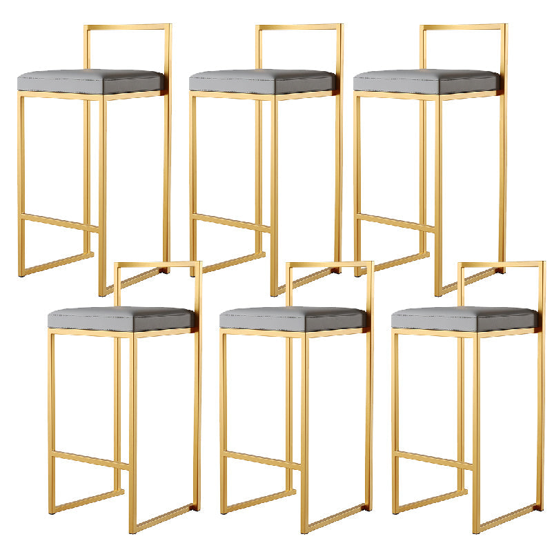 Luxurious Backrest Armless Counter Stool Upholstered Bar Stool with Metal Base Grey 6 Piece Set Clearhalo 'Bar Furniture' 'Bar Stools' 'bar_stools' 'furn' 'furn_bar_stools' 'Furniture' 'Kitchen & Dining Furniture' 6288479