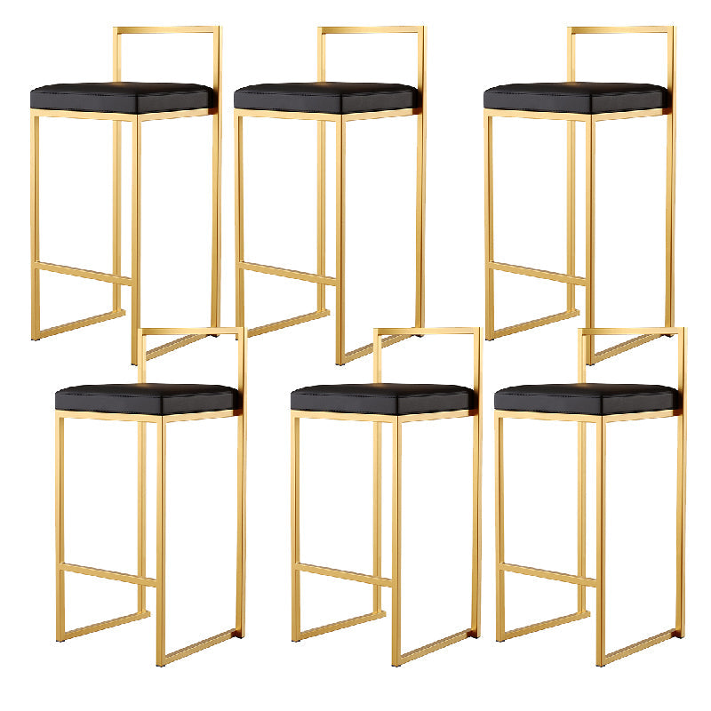 Luxurious Backrest Armless Counter Stool Upholstered Bar Stool with Metal Base Black 6 Piece Set Clearhalo 'Bar Furniture' 'Bar Stools' 'bar_stools' 'furn' 'furn_bar_stools' 'Furniture' 'Kitchen & Dining Furniture' 6288480