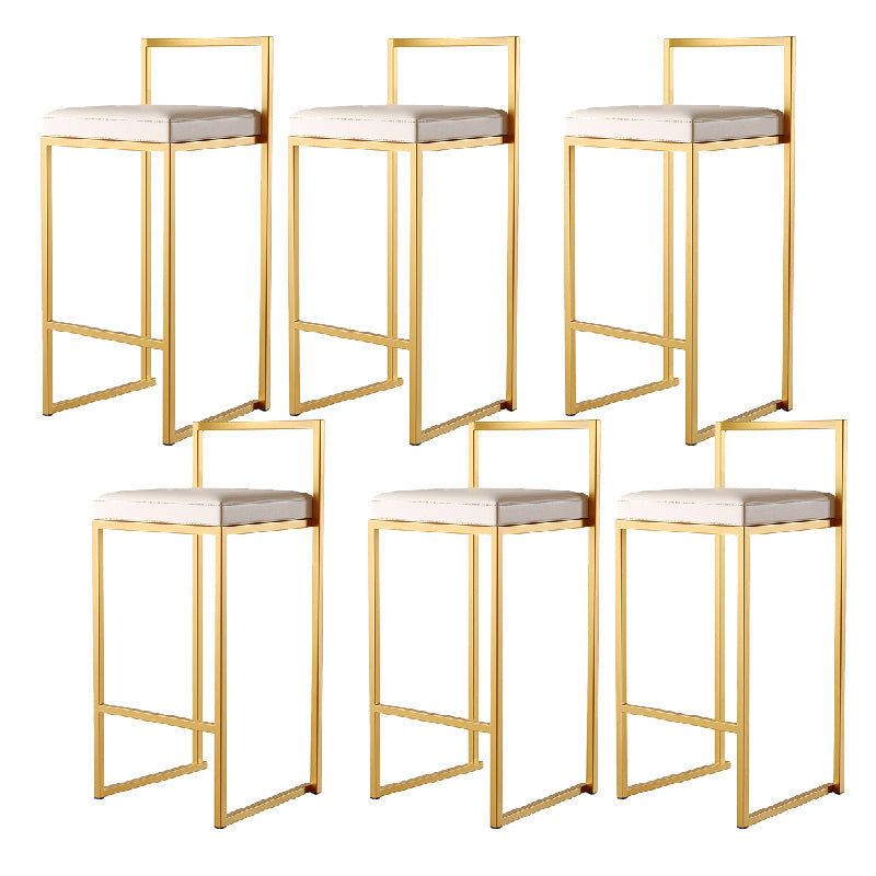 Luxurious Backrest Armless Counter Stool Upholstered Bar Stool with Metal Base White 6 Piece Set Clearhalo 'Bar Furniture' 'Bar Stools' 'bar_stools' 'furn' 'furn_bar_stools' 'Furniture' 'Kitchen & Dining Furniture' 6288481