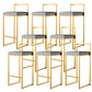 Luxurious Backrest Armless Counter Stool Upholstered Bar Stool with Metal Base Grey 8 Piece Set Clearhalo 'Bar Furniture' 'Bar Stools' 'bar_stools' 'furn' 'furn_bar_stools' 'Furniture' 'Kitchen & Dining Furniture' 6288482