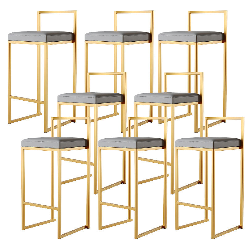 Luxurious Backrest Armless Counter Stool Upholstered Bar Stool with Metal Base Grey 8 Piece Set Clearhalo 'Bar Furniture' 'Bar Stools' 'bar_stools' 'furn' 'furn_bar_stools' 'Furniture' 'Kitchen & Dining Furniture' 6288482