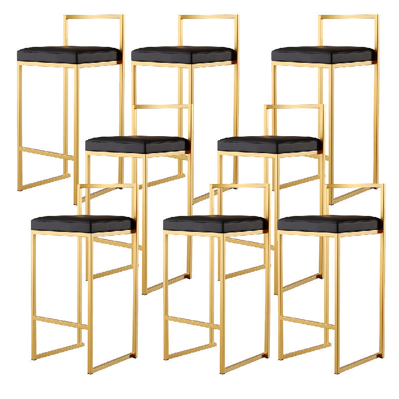 Luxurious Backrest Armless Counter Stool Upholstered Bar Stool with Metal Base Black 8 Piece Set Clearhalo 'Bar Furniture' 'Bar Stools' 'bar_stools' 'furn' 'furn_bar_stools' 'Furniture' 'Kitchen & Dining Furniture' 6288483