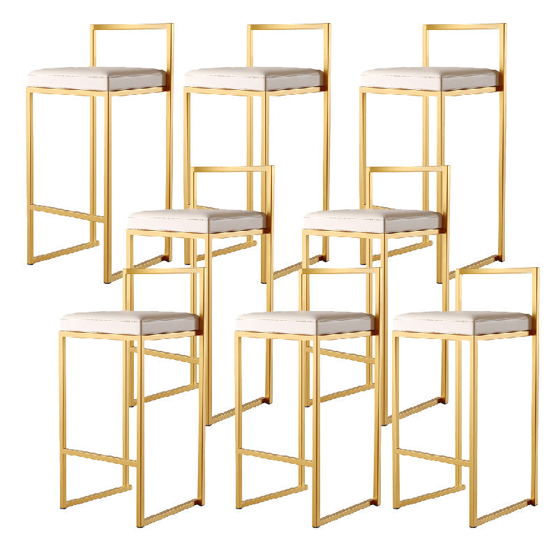 Luxurious Backrest Armless Counter Stool Upholstered Bar Stool with Metal Base White 8 Piece Set Clearhalo 'Bar Furniture' 'Bar Stools' 'bar_stools' 'furn' 'furn_bar_stools' 'Furniture' 'Kitchen & Dining Furniture' 6288484
