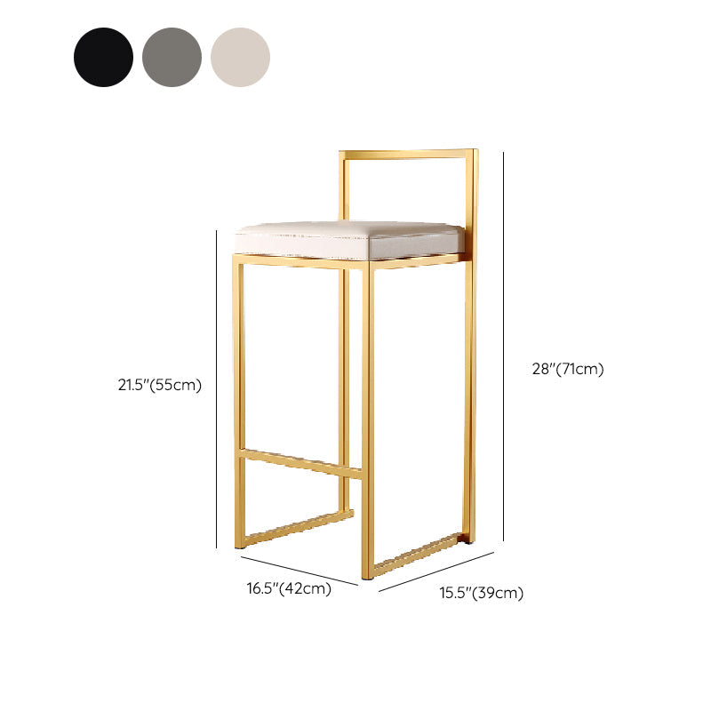 Luxurious Backrest Armless Counter Stool Upholstered Bar Stool with Metal Base Clearhalo 'Bar Furniture' 'Bar Stools' 'bar_stools' 'furn' 'furn_bar_stools' 'Furniture' 'Kitchen & Dining Furniture' 6288485