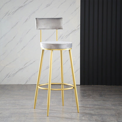 Modern Upholstered Counter Stool Bar-height Low Back Bar Stool with Metal Base