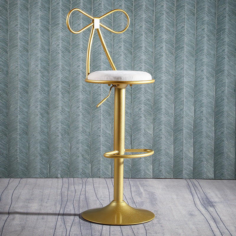 Glam Style Armless Counter Stool Upholstered Adjustable Height Bar Stool White 1 Piece Clearhalo 'Bar Furniture' 'Bar Stools' 'bar_stools' 'furn' 'furn_bar_stools' 'Furniture' 'Kitchen & Dining Furniture' 6288612