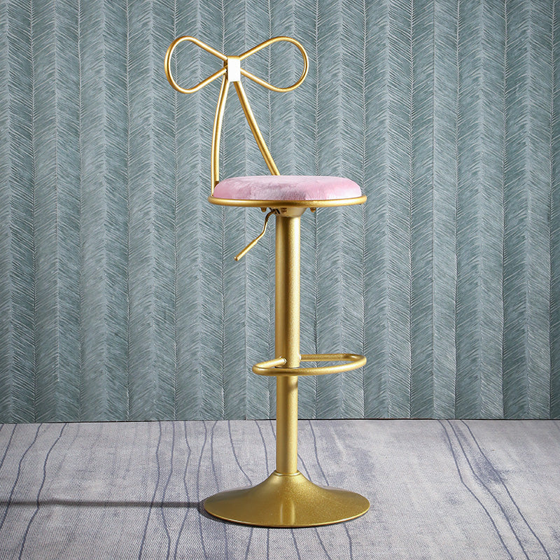 Glam Style Armless Counter Stool Upholstered Adjustable Height Bar Stool Pink 1 Piece Clearhalo 'Bar Furniture' 'Bar Stools' 'bar_stools' 'furn' 'furn_bar_stools' 'Furniture' 'Kitchen & Dining Furniture' 6288614