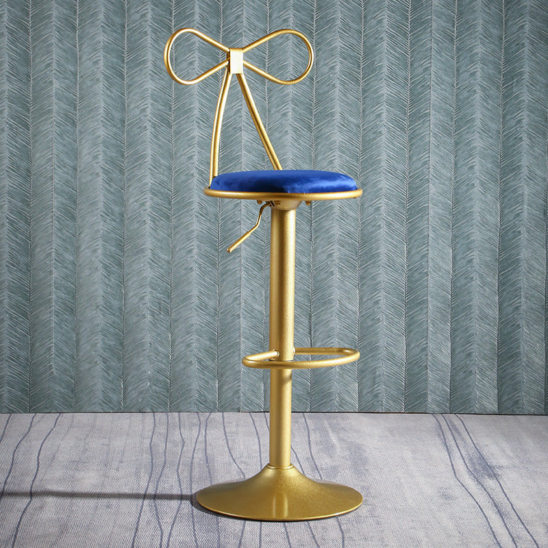 Glam Style Armless Counter Stool Upholstered Adjustable Height Bar Stool Blue 1 Piece Clearhalo 'Bar Furniture' 'Bar Stools' 'bar_stools' 'furn' 'furn_bar_stools' 'Furniture' 'Kitchen & Dining Furniture' 6288616