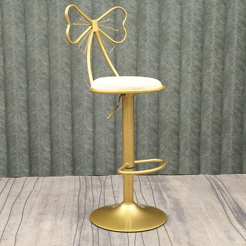 Glam Style Armless Counter Stool Upholstered Adjustable Height Bar Stool Textured White 1 Piece Clearhalo 'Bar Furniture' 'Bar Stools' 'bar_stools' 'furn' 'furn_bar_stools' 'Furniture' 'Kitchen & Dining Furniture' 6288620