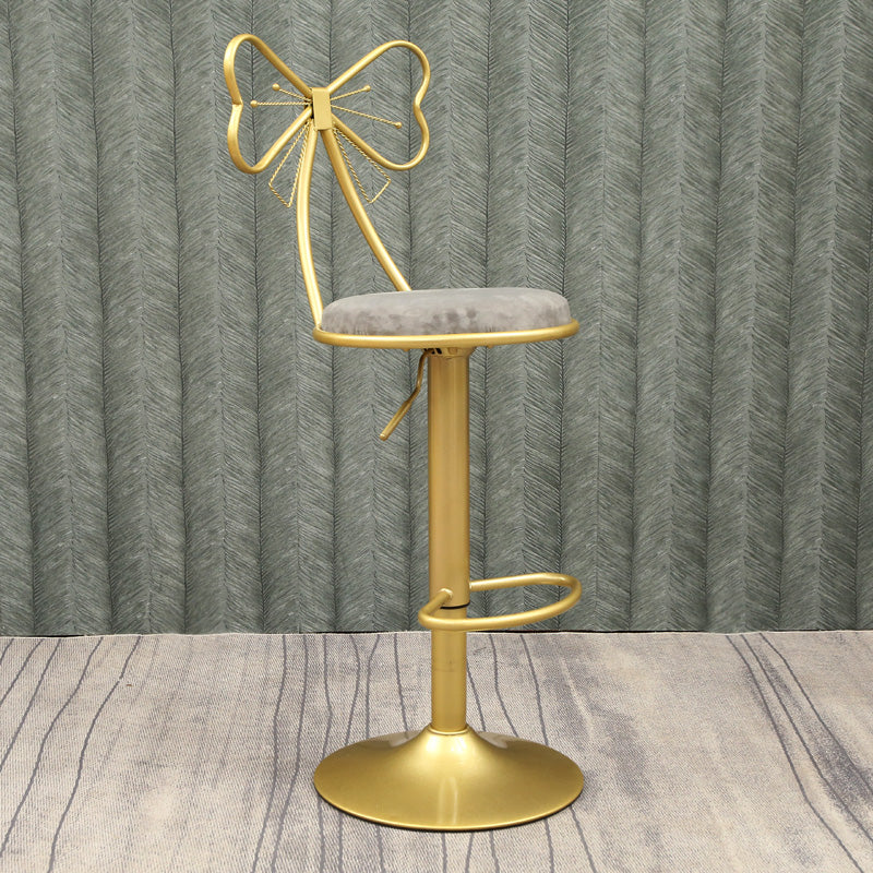 Glam Style Armless Counter Stool Upholstered Adjustable Height Bar Stool Grey 1 Piece Clearhalo 'Bar Furniture' 'Bar Stools' 'bar_stools' 'furn' 'furn_bar_stools' 'Furniture' 'Kitchen & Dining Furniture' 6288623