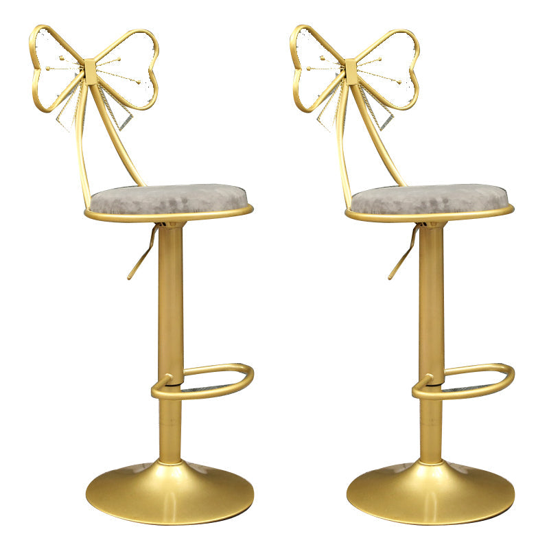 Glam Style Armless Counter Stool Upholstered Adjustable Height Bar Stool Grey 2 Piece Set Clearhalo 'Bar Furniture' 'Bar Stools' 'bar_stools' 'furn' 'furn_bar_stools' 'Furniture' 'Kitchen & Dining Furniture' 6288624
