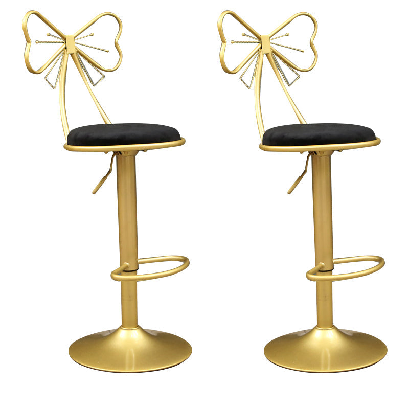 Glam Style Armless Counter Stool Upholstered Adjustable Height Bar Stool Black 2 Piece Set Clearhalo 'Bar Furniture' 'Bar Stools' 'bar_stools' 'furn' 'furn_bar_stools' 'Furniture' 'Kitchen & Dining Furniture' 6288625
