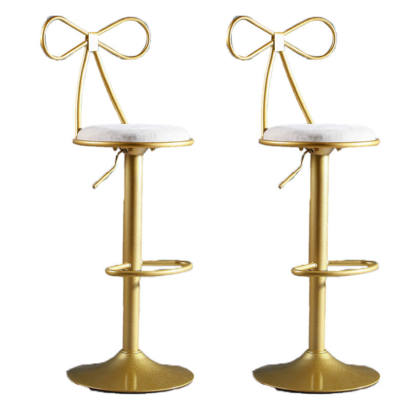 Glam Style Armless Counter Stool Upholstered Adjustable Height Bar Stool White 2 Piece Set Clearhalo 'Bar Furniture' 'Bar Stools' 'bar_stools' 'furn' 'furn_bar_stools' 'Furniture' 'Kitchen & Dining Furniture' 6288626